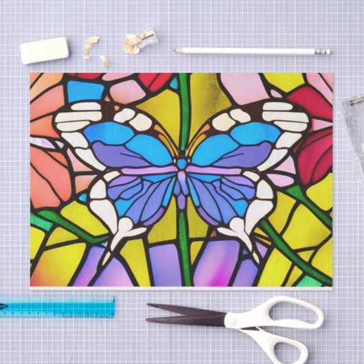  Glas in lood van vlinder Tissuepapier (Craft)