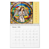 Glas in lood Venster 2026 Gepersonaliseerde Engel Kalender (Feb 2026)