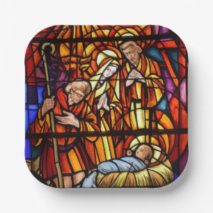 Glas in lood Venster Baby Jesus Geboorte Papieren Bordje