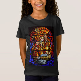 Glas in lood Venster Geboorte Kerstmis Kind T-shirt