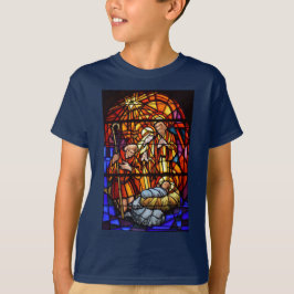 Glas in lood Venster Geboorte Kerstmis Kind T-shirt