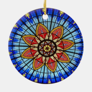 Glas in lood venster keramisch ornament