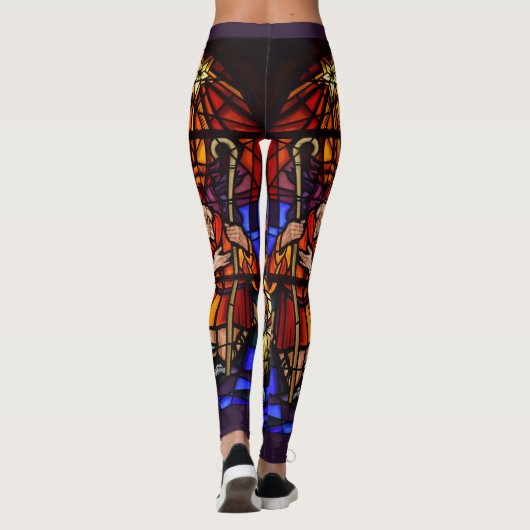 Glas in lood venster kerst wow leggings (Achterkant)