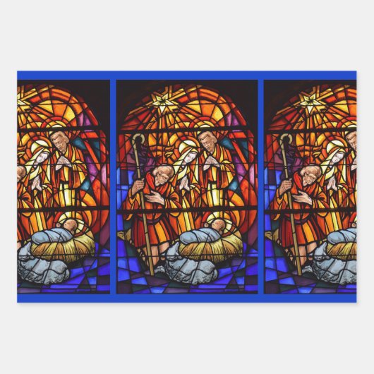 Glas in lood Venster Nativiteit Baby Jezus Kerstmi Inpakpapier Vel (Voorkant)