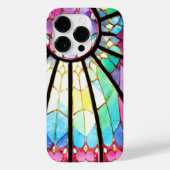 Glas in lood venster roze blauw groen Case-Mate iPhone case (Achterkant)