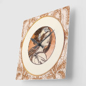 Glas in lood venster van Alphonse Mucha Vierkante Klok (Hoek)