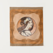 Glas in lood venster van Alphonse Mucha Wandkleed (Voorkant)