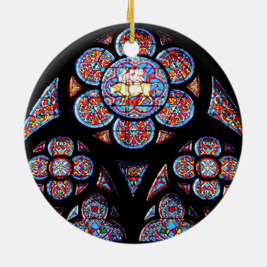 Glas in lood-vensterversiering keramisch ornament (Achterkant)