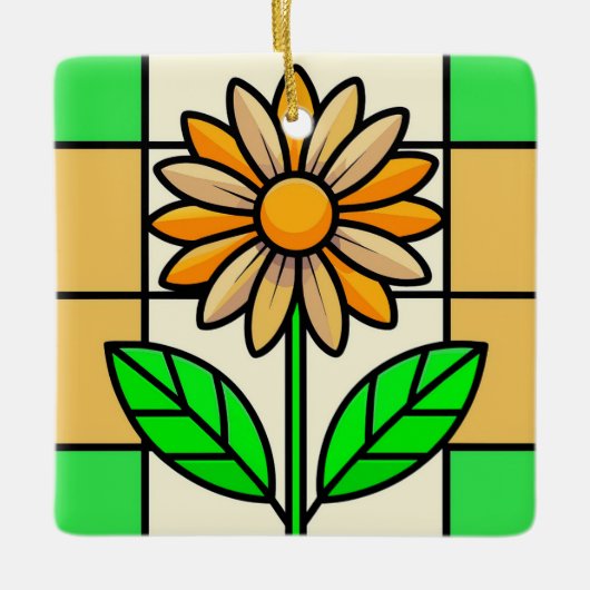 Glas in lood ventilator keramisch ornament (Voorkant)