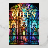 Glas in lood Verjaardagskoningin Folie Uitnodiging (Voorkant)