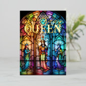 Glas in lood Verjaardagskoningin Folie Uitnodiging (Staand Voorkant)