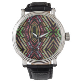 Glas-in-lood Vibe Kleurrijke Juweel Patroon Horloge