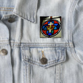 Glas in lood vierkante button 5,1 cm (In situ)