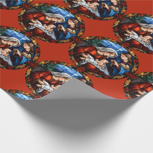 Glas in lood vintage kerststal cadeaupapier (Hoek)