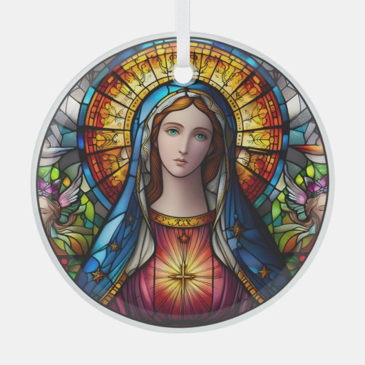 Glas in lood Virgin Mary Glas Ornament (Voorkant)