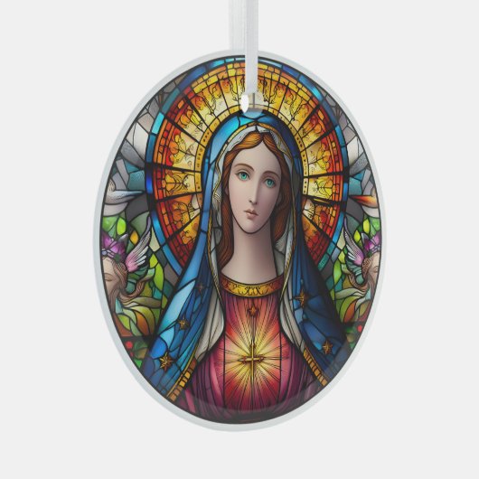 Glas in lood Virgin Mary Glas Ornament (Voorkant Rechts)