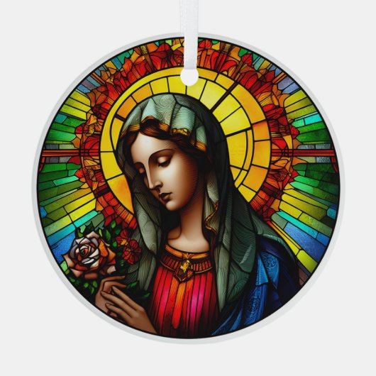 Glas in lood Virgin Mary Ornament (Achterkant)