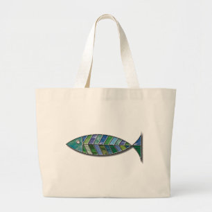 Glas in lood Vis Grote Tote Bag