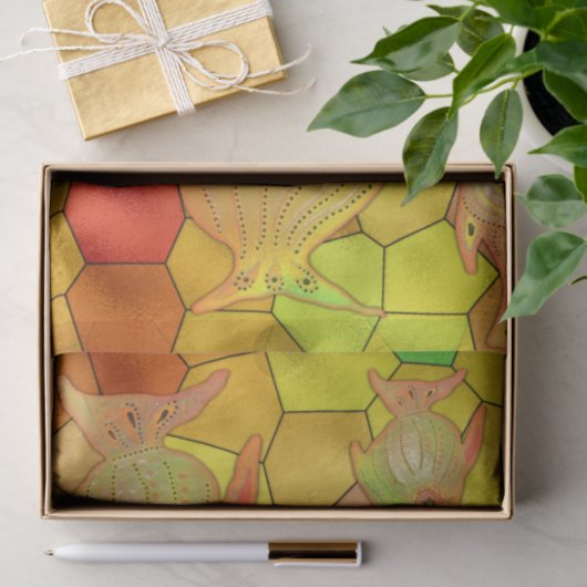 Glas in lood visbak gele ontkoppeling tissuepapier (Geschenk)