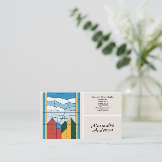 Glas in lood visitekaartje (Staand voorkant)