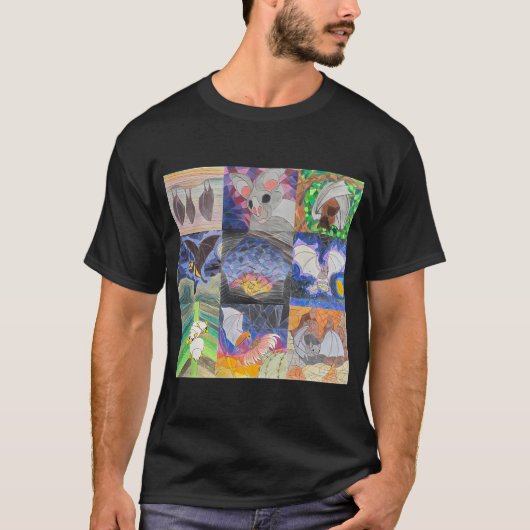 Glas-in-lood vleermuisvensters t-shirt (Voorkant)