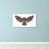Glas in lood vliegende uil canvas schilderij (Insitu (Houten vloer))