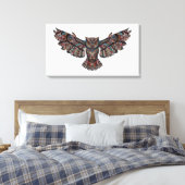 Glas in lood vliegende uil canvas schilderij (Insitu (Slaapkamer))