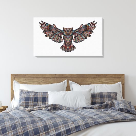 Glas in lood vliegende uil canvas schilderij (Insitu (Slaapkamer))