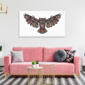 Glas in lood vliegende uil canvas schilderij afdruk (Insitu (Woonkamer))