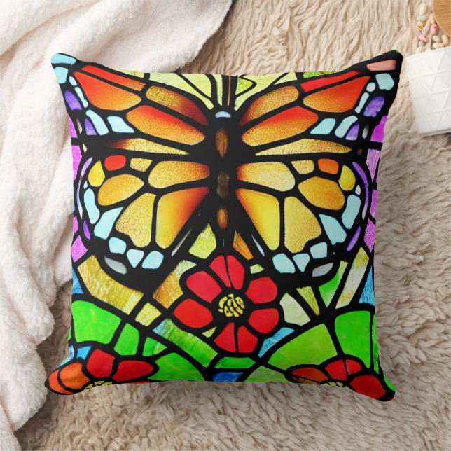 Glas-in-lood Vlinder Kunst Kussen (Deken)