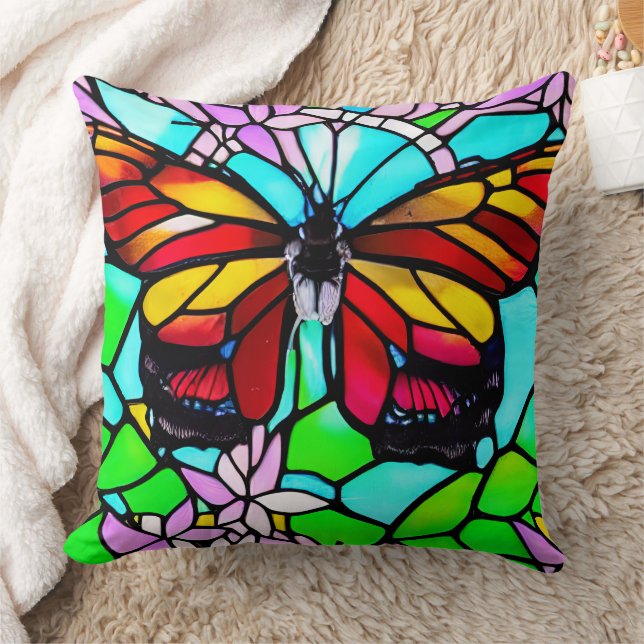 Glas-in-lood Vlinder Kunst Kussen (Deken)