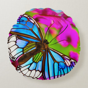 Glas-in-lood Vlinder Kunst Rond Kussen
