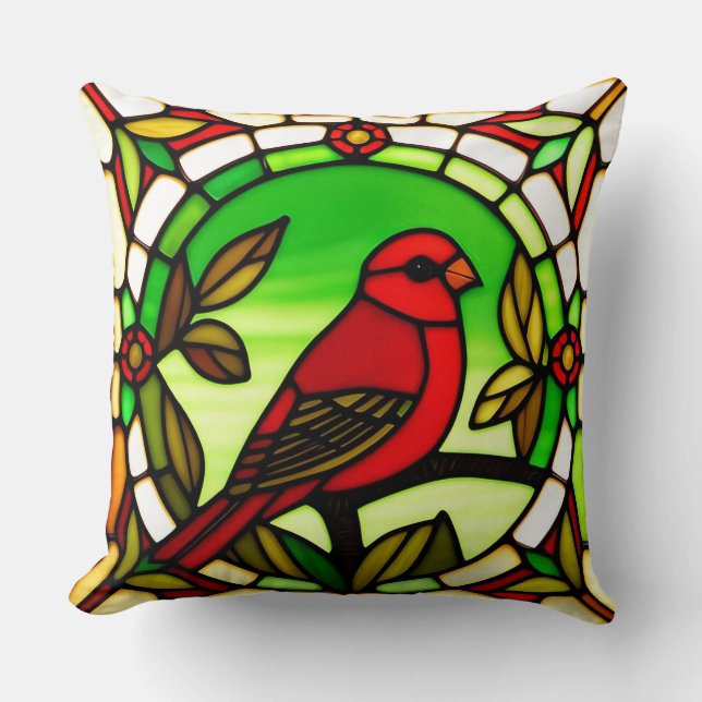 Glas-in-lood vogel kussen Natuur decoratie (Voorkant)