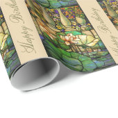 Glas in lood vogelverzamelpapier cadeaupapier (Rol Hoek)