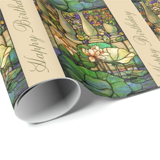 Glas in lood vogelverzamelpapier cadeaupapier (Rol Hoek)