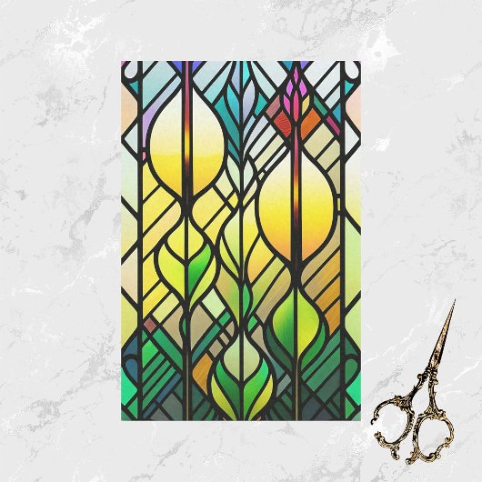 Glas in lood voor kleurrijke illustratie tissuepapier