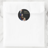 Glas in lood Vrolijk kerstfeest Ronde Sticker (Tas)