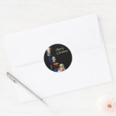 Glas in lood Vrolijk kerstfeest Ronde Sticker (Envelop)