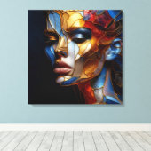 Glas in lood vrouw - harmonie in glas en huid canvas afdruk (Insitu (Houten vloer))