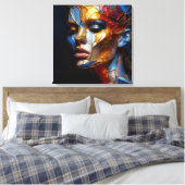 Glas in lood vrouw - harmonie in glas en huid canvas afdruk (Insitu (Slaapkamer))