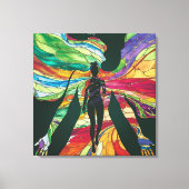 Glas in lood Vrouw In Groene Jurk Levendig Digitat Canvas Afdruk (Voorkant)