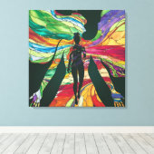 Glas in lood Vrouw In Groene Jurk Levendig Digitat Canvas Afdruk (Insitu (Houten vloer))