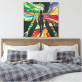 Glas in lood Vrouw In Groene Jurk Levendig Digitat Canvas Afdruk (Insitu (Slaapkamer))