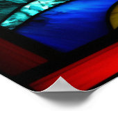 Glas in lood vuurtoren en schip poster (Hoek)