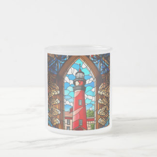 Glas-in-lood vuurtoren matglas koffiemok