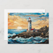 Glas in lood Vuurtoren op de Rots Briefkaart (Voorkant / Achterkant)