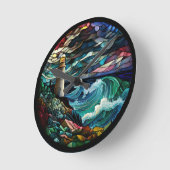 Glas in lood vuurtoren ronde klok (Hoek)