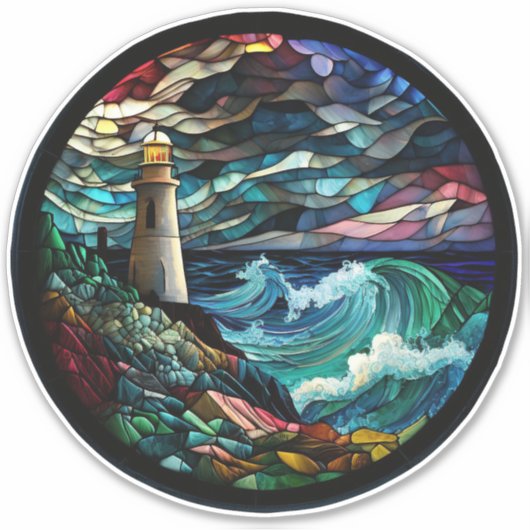 Glas in lood vuurtoren sticker (Voorkant)