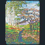 Glas in lood Waterfall Iris Birch Tiffany iPad Cover<br><div class="desc">De  Art Nouveau Tiffany Glas in lood Window Art bedekking biedt een prachtig boslandschap in de lente van de opwindende Waterval,  bloeiende Iris bloemen & Cherry Trees,  Birch en een Lotus Pond. Uitstekende kunst met een oosterlijk gevoel van goed feng-shui.</div>