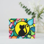 Glas in lood Waterverf Kat Briefkaart (Staand voorkant)